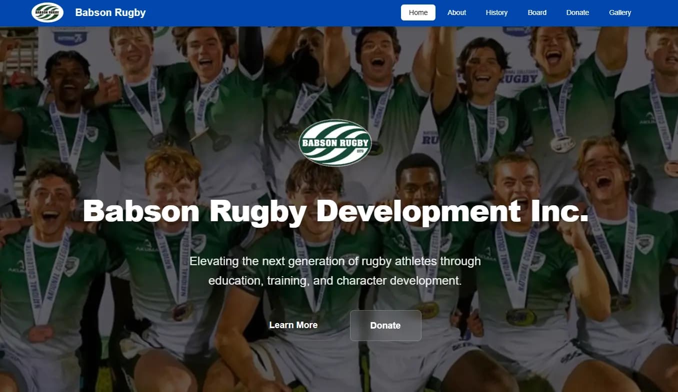Babson Rugby website preview